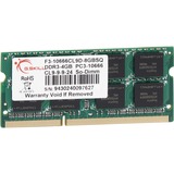 G.Skill F3-10666CL9S-4GBSQ memoria 4 GB 1 x 4 GB DDR3 1333 MHz 4 GB, 1 x 4 GB, DDR3, 1333 MHz, Vendita al dettaglio