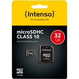 Intenso 32GB MicroSDHC Classe 10, Scheda di memoria 32 GB, MicroSDHC, Classe 10, 25 MB/s, Resistente agli urti, A prova di temperatura, Resistente all’acqua, A prova di raggi X, Nero