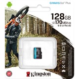 Kingston Canvas Go! Plus 128 GB MicroSD UHS-I Classe 10 Nero, 128 GB, MicroSD, Classe 10, UHS-I, 170 MB/s, 90 MB/s