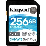 Kingston Canvas Go! Plus 256 GB SD UHS-I Classe 10 Nero, 256 GB, SD, Classe 10, UHS-I, 170 MB/s, 90 MB/s