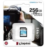 Kingston Canvas Go! Plus 256 GB SD UHS-I Classe 10, Scheda di memoria Nero, 256 GB, SD, Classe 10, UHS-I, 170 MB/s, 90 MB/s