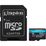 Kingston Canvas Go! Plus 512 GB MicroSD UHS-I Classe 10 Nero, 512 GB, MicroSD, Classe 10, UHS-I, 170 MB/s, 90 MB/s