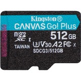 Kingston Canvas Go! Plus 512 GB MicroSD UHS-I Classe 10 Nero, 512 GB, MicroSD, Classe 10, UHS-I, 170 MB/s, 90 MB/s