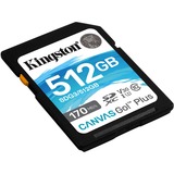 Kingston Canvas Go! Plus 512 GB SD UHS-I Classe 10 Nero, 512 GB, SD, Classe 10, UHS-I, 170 MB/s, 90 MB/s
