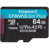 Kingston Canvas Go! Plus 64 GB MicroSD UHS-I Classe 10 Nero, 64 GB, MicroSD, Classe 10, UHS-I, 170 MB/s, 70 MB/s