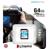 Kingston Canvas Go! Plus 64 GB SD UHS-I Classe 10 Nero, 64 GB, SD, Classe 10, UHS-I, 170 MB/s, 70 MB/s