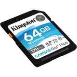 Kingston Canvas Go! Plus 64 GB SD UHS-I Classe 10 Nero, 64 GB, SD, Classe 10, UHS-I, 170 MB/s, 70 MB/s