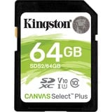 Kingston Canvas Select Plus 64 GB SDXC UHS-I Classe 10 Nero, 64 GB, SDXC, Classe 10, UHS-I, 100 MB/s, Class 1 (U1)