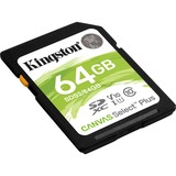 Kingston Canvas Select Plus 64 GB SDXC UHS-I Classe 10 Nero, 64 GB, SDXC, Classe 10, UHS-I, 100 MB/s, Class 1 (U1)