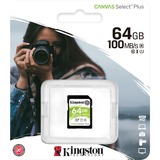 Kingston Canvas Select Plus 64 GB SDXC UHS-I Classe 10 Nero, 64 GB, SDXC, Classe 10, UHS-I, 100 MB/s, Class 1 (U1)