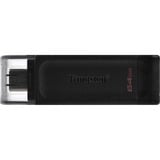 Kingston DataTraveler 64GB USB-C 3.2 Gen 1 70, Chiavetta USB Nero, 64 GB, USB tipo-C, 3.2 Gen 1 (3.1 Gen 1), Cuffia, 7 g, Nero