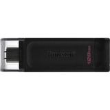 Kingston DataTraveler 70 unità flash USB 128 GB USB tipo-C 3.2 Gen 1 (3.1 Gen 1) Nero Nero, 128 GB, USB tipo-C, 3.2 Gen 1 (3.1 Gen 1), Cavo, 7 g, Nero
