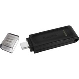 Kingston DataTraveler 70 unità flash USB 64 GB USB tipo-C 3.2 Gen 1 (3.1 Gen 1) Nero Nero, 64 GB, USB tipo-C, 3.2 Gen 1 (3.1 Gen 1), Cavo, 7 g, Nero