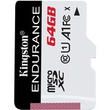 Kingston High Endurance 64 GB MicroSD UHS-I Classe 10 bianco/Nero, 64 GB, MicroSD, Classe 10, UHS-I, 95 MB/s, 30 MB/s