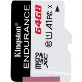 Kingston High Endurance 64 GB MicroSD UHS-I Classe 10, Scheda di memoria bianco/Nero, 64 GB, MicroSD, Classe 10, UHS-I, 95 MB/s, 30 MB/s