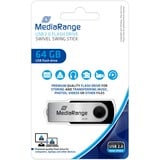 MediaRange 64GB USB 2.0 unità flash USB USB Type-A / Micro-USB Nero, Argento Nero/Argento, 64 GB, USB Type-A / Micro-USB, 2.0, 13 MB/s, Girevole, Nero, Argento