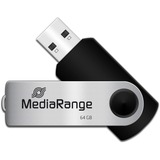 MediaRange 64GB USB 2.0 unità flash USB USB Type-A / Micro-USB Nero, Argento, Chiavetta USB Nero/Argento, 64 GB, USB Type-A / Micro-USB, 2.0, 13 MB/s, Girevole, Nero, Argento
