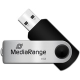 MediaRange MR908 unità flash USB 8 GB USB Type-A / Micro-USB 2.0 Nero, Argento Nero/Argento, 8 GB, USB Type-A / Micro-USB, 2.0, 13 MB/s, Girevole, Nero, Argento