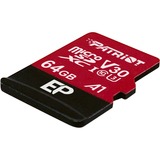 Patriot PEF64GEP31MCX memoria flash 64 GB MicroSDXC Classe 10 Nero/Rosso, 64 GB, MicroSDXC, Classe 10, 100 MB/s, 80 MB/s, Class 3 (U3)