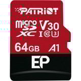 Patriot PEF64GEP31MCX memoria flash 64 GB MicroSDXC Classe 10, Scheda di memoria Nero/Rosso, 64 GB, MicroSDXC, Classe 10, 100 MB/s, 80 MB/s, Class 3 (U3)