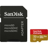 SanDisk Extreme 32 GB MicroSDHC UHS-I Classe 10 32 GB, MicroSDHC, Classe 10, UHS-I, 100 MB/s, 60 MB/s