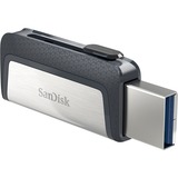 SanDisk Ultra Dual Drive USB Type-C unità flash USB 64 GB USB Type-A / USB Type-C 3.2 Gen 1 (3.1 Gen 1) Nero, Argento 64 GB, USB Type-A / USB Type-C, 3.2 Gen 1 (3.1 Gen 1), Lamina di scorrimento, 9,1 g, Nero, Argento