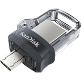 SanDisk Ultra Dual m3.0 unità flash USB 128 GB USB Type-A / Micro-USB 3.2 Gen 1 (3.1 Gen 1) Nero, Argento, Trasparente 128 GB, USB Type-A / Micro-USB, 3.2 Gen 1 (3.1 Gen 1), Lamina di scorrimento, 5,2 g, Nero, Argento, Trasparente