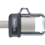 SanDisk Ultra Dual m3.0 unità flash USB 128 GB USB Type-A / Micro-USB 3.2 Gen 1 (3.1 Gen 1) Nero, Argento, Trasparente 128 GB, USB Type-A / Micro-USB, 3.2 Gen 1 (3.1 Gen 1), Lamina di scorrimento, 5,2 g, Nero, Argento, Trasparente