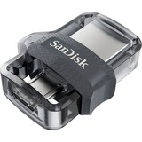 SanDisk Ultra Dual m3.0 unità flash USB 64 GB USB Type-A / Micro-USB 3.2 Gen 1 (3.1 Gen 1) Nero, Argento, Trasparente 64 GB, USB Type-A / Micro-USB, 3.2 Gen 1 (3.1 Gen 1), Lamina di scorrimento, 5,2 g, Nero, Argento, Trasparente
