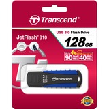 Transcend JetFlash 810 unità flash USB 128 GB USB tipo A 3.2 Gen 1 (3.1 Gen 1) Nero, Blu Nero/Blu, 128 GB, USB tipo A, 3.2 Gen 1 (3.1 Gen 1), Cuffia, 12,9 g, Nero, Blu