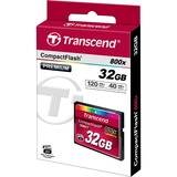 Transcend TS32GCF800 memoria flash 32 GB CompactFlash MLC 32 GB, CompactFlash, MLC, 120 MB/s, 60 MB/s, Nero