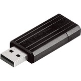 Verbatim PinStripe - Memoria USB da 16 GB - Nero Nero, 16 GB, USB tipo A, 2.0, 8 MB/s, Lamina di scorrimento, Nero