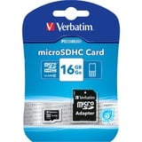 Verbatim Premium 16 GB MicroSDHC Classe 10 Nero, 16 GB, MicroSDHC, Classe 10, 10 MB/s, 10 MB/s, Nero