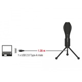 DeLOCK 65939 microfono Nero Microfono da conferenza Nero, Microfono da conferenza, -38 dB, 50 - 16000 Hz, 2200 Ω, 16 bit, 44,1 kHz