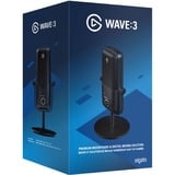 Elgato Wave 3 Nero Microfono da tavolo Nero, Microfono da tavolo, 70 - 20000 Hz, 24 bit, 96 kHz, Cablato, USB