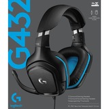 Logitech G432 Cuffia Padiglione auricolare Connettore 3.5 mm Nero, Blu Nero/Blu, Cuffia, Padiglione auricolare, Giocare, Nero, Blu, Stereofonico, Cablato