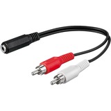 goobay 50092 cavo audio 0,2 m 3.5mm 2 x RCA Nero, Rosso, Bianco Nero, 3.5mm, Femmina, 2 x RCA, Maschio, 0,2 m, Nero, Rosso, Bianco