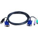 ATEN 2L5503UP cavo per tastiera, video e mouse Nero 3 m 3 m, VGA, Nero, HD-15, USB A, HD-15, 2xPS/2, Maschio/Femmina