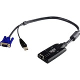 ATEN Adattatore KVM USB VGA con supporto video composito USB, USB, VGA, Nero, Blu, Metallico, RJ-45, 1 x RJ-45