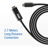 ATEN Convertitore da USB-C a 4K HDMI (2,7 m) Nero, 7 m), 2,7 m, USB tipo-C, HDMI, Maschio, Maschio, Dritto
