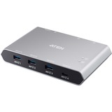 ATEN Switch per la condivisione USB-C Gen 2 a 2 porte con pass-through dell'alimentazione, Hub USB Aten Switch per la condivisione USB-C Gen 2 a 2 porte con pass-through dell'alimentazione, Argento