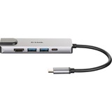 D-Link DUB-M520 replicatore di porte e docking station per notebook Cablato Thunderbolt 3 Alluminio, Nero argento, Cablato, Thunderbolt 3, 60 W, 10,100,1000 Mbit/s, IEEE 802.3, IEEE 802.3ab, IEEE 802.3az, IEEE 802.3u, IEEE 802.3x, Alluminio, Nero