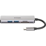 D-Link DUB-M530 replicatore di porte e docking station per notebook Cablato USB 3.2 Gen 1 (3.1 Gen 1) Type-C Alluminio, Nero argento, Cablato, USB 3.2 Gen 1 (3.1 Gen 1) Type-C, Alluminio, Nero, MicroSD (TransFlash), SD, SDHC, SDXC, 5 Gbit/s, 4K Ultra HD