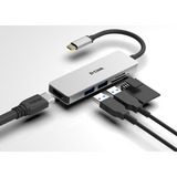 D-Link DUB-M530 replicatore di porte e docking station per notebook Cablato USB 3.2 Gen 1 (3.1 Gen 1) Type-C Alluminio, Nero argento, Cablato, USB 3.2 Gen 1 (3.1 Gen 1) Type-C, Alluminio, Nero, MicroSD (TransFlash), SD, SDHC, SDXC, 5 Gbit/s, 4K Ultra HD