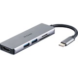 D-Link DUB-M530 replicatore di porte e docking station per notebook Cablato USB 3.2 Gen 1 (3.1 Gen 1) Type-C Alluminio, Nero argento, Cablato, USB 3.2 Gen 1 (3.1 Gen 1) Type-C, Alluminio, Nero, MicroSD (TransFlash), SD, SDHC, SDXC, 5 Gbit/s, 4K Ultra HD