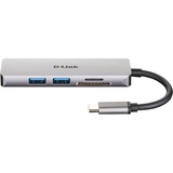 D-Link DUB-M530 replicatore di porte e docking station per notebook Cablato USB 3.2 Gen 1 (3.1 Gen 1) Type-C Alluminio, Nero argento, Cablato, USB 3.2 Gen 1 (3.1 Gen 1) Type-C, Alluminio, Nero, MicroSD (TransFlash), SD, SDHC, SDXC, 5 Gbit/s, 4K Ultra HD