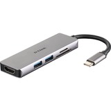 D-Link DUB-M530 replicatore di porte e docking station per notebook Cablato USB 3.2 Gen 1 (3.1 Gen 1) Type-C Alluminio, Nero, Hub USB argento, Cablato, USB 3.2 Gen 1 (3.1 Gen 1) Type-C, Alluminio, Nero, MicroSD (TransFlash), SD, SDHC, SDXC, 5 Gbit/s, 4K Ultra HD