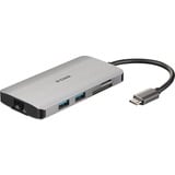 D-Link DUB-M810 replicatore di porte e docking station per laptop Cablato USB 3.2 Gen 1 (3.1 Gen 1) Type-C Alluminio grigio, Cablato, USB 3.2 Gen 1 (3.1 Gen 1) Type-C, 100 W, IEEE 802.3, IEEE 802.3ab, IEEE 802.3u, IEEE 802.3x, Alluminio, MicroSD (TransFlash), SD, SDHC, SDXC