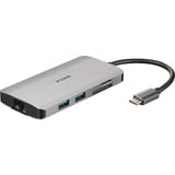 D-Link DUB-M810 replicatore di porte e docking station per notebook Cablato USB 3.2 Gen 1 (3.1 Gen 1) Type-C Argento grigio, Cablato, USB 3.2 Gen 1 (3.1 Gen 1) Type-C, 100 W, IEEE 802.3, IEEE 802.3ab, IEEE 802.3u, IEEE 802.3x, Argento, MicroSD (TransFlash), SD, SDHC, SDXC