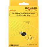 DeLOCK 12461 scheda di rete e adattatore WLAN 433 Mbit/s Nero, Wireless, USB, WLAN, Wi-Fi 5 (802.11ac), 433 Mbit/s, Nero